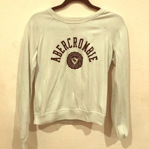 A&F White and Blue Pullover Crewneck Sweatshirt